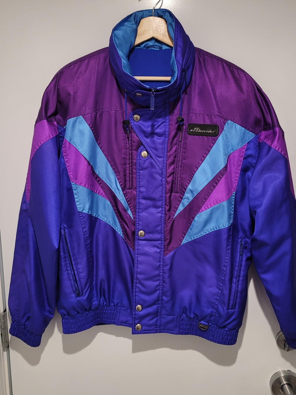 Vintage Schneider Men's Purple & Blue Ski Jacket